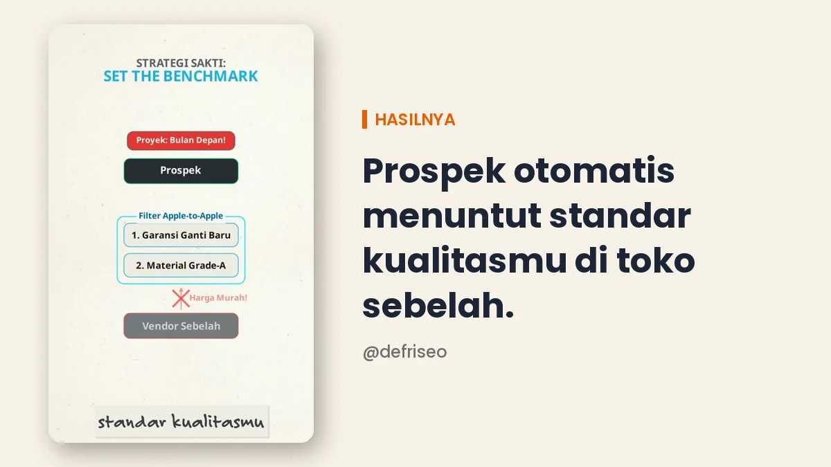 Prospek menuntut standar kualitas yang sama di toko sebelah